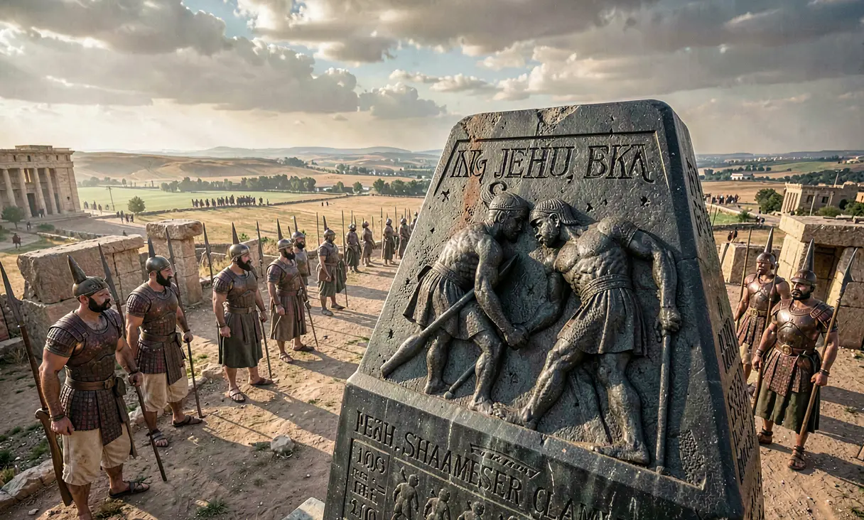 Erection of the Black Obelisk by Shalmaneser III