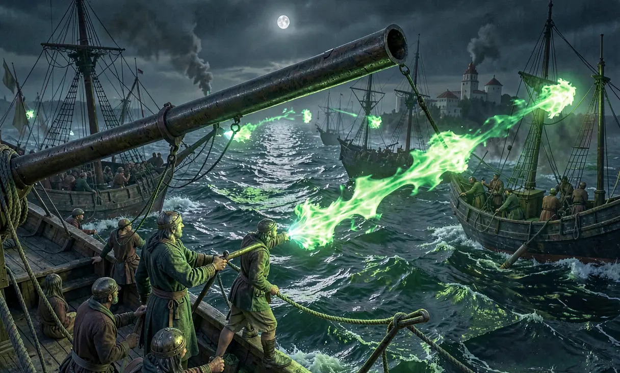 Invention of Greek Fire by Kallinikos