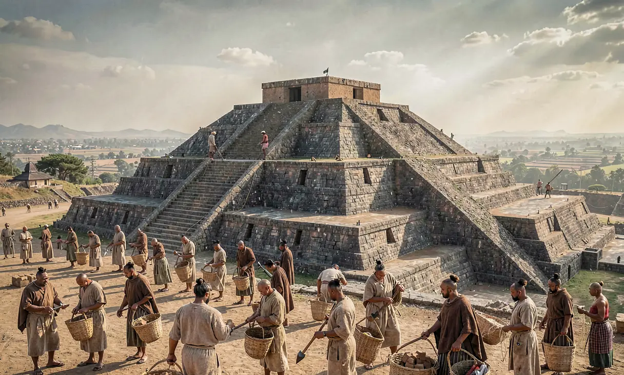 Construction of the Pyramid of the Moon at Teotihuacán