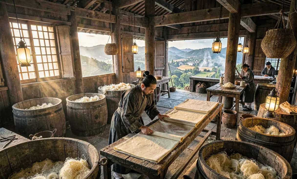 Refinement of Papermaking by Cai Lun in Han China