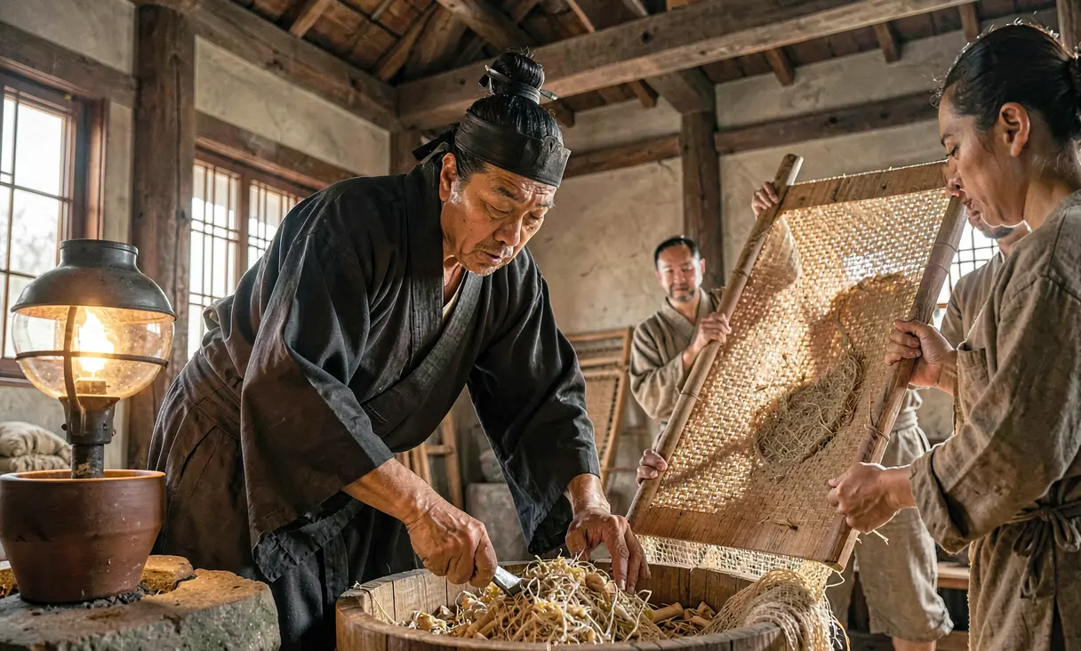 Refinement of Papermaking by Cai Lun in Han China