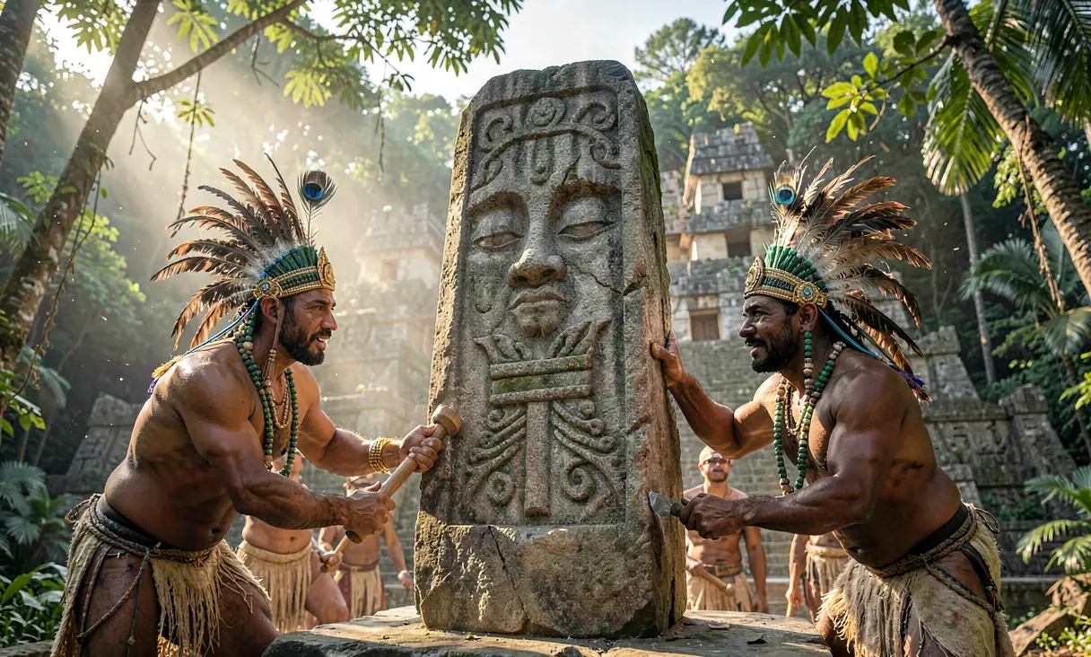 Erection of Stela 31 at Tikal