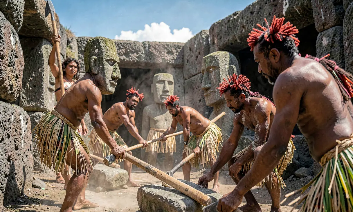 Mass Production of Moai Statues at Rano Raraku