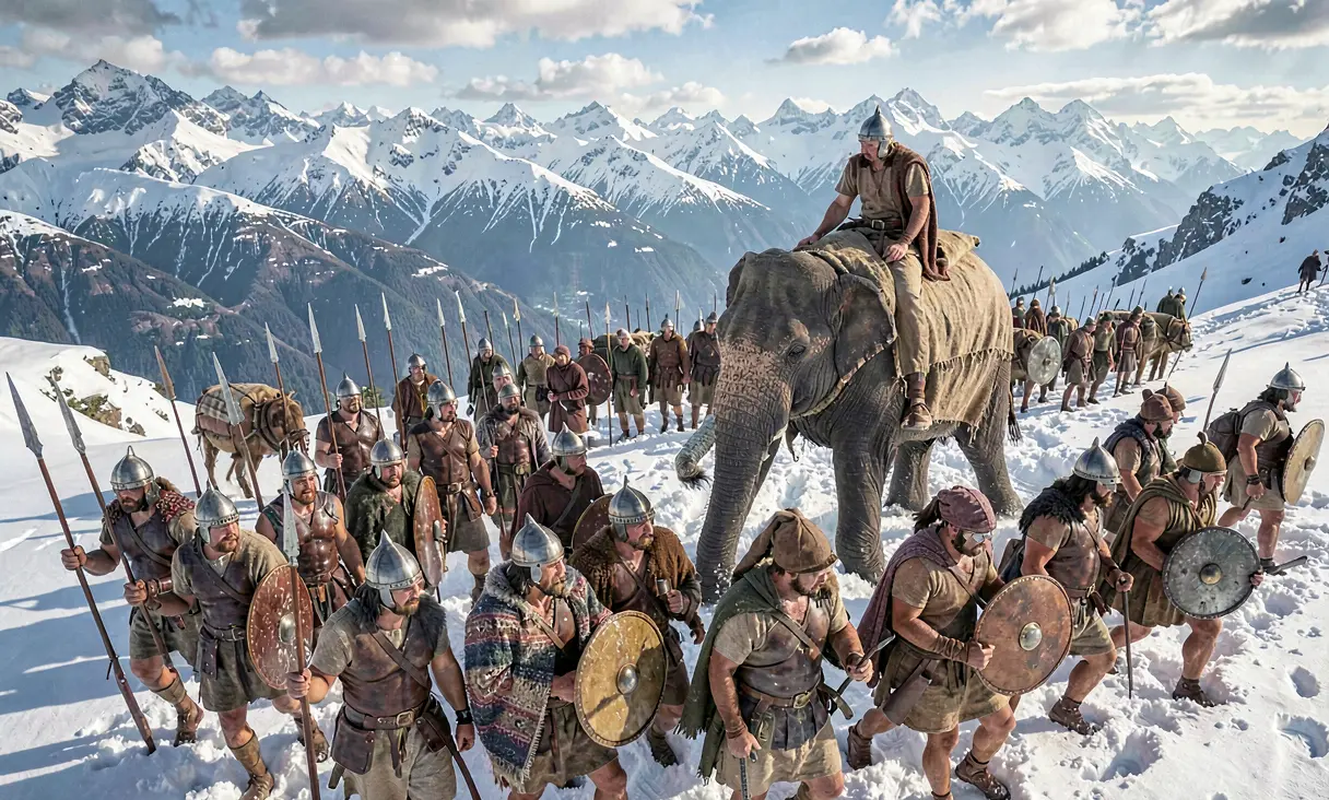 Hannibal Barca Crosses the Alps into Italy