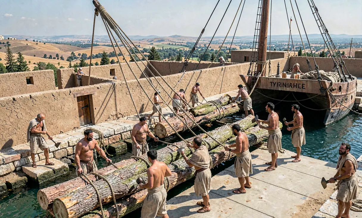 Hiram I of Tyre Supplies Cedar for Solomon's Temple