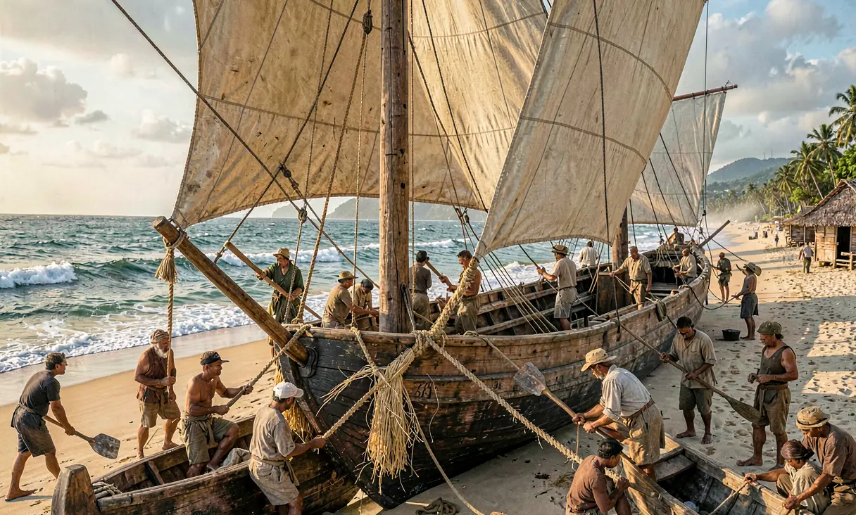 Construction of Double-Hulled Voyaging Canoes