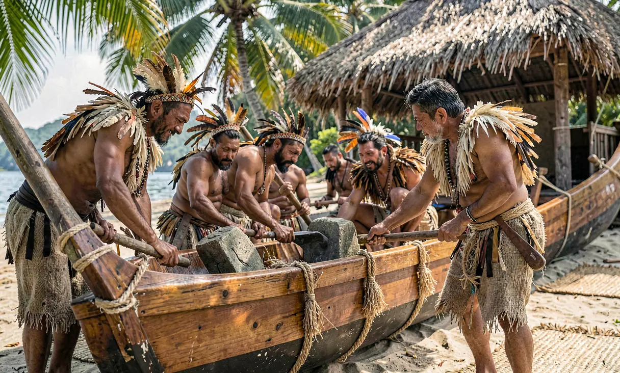 Construction of Double-Hulled Voyaging Canoes
