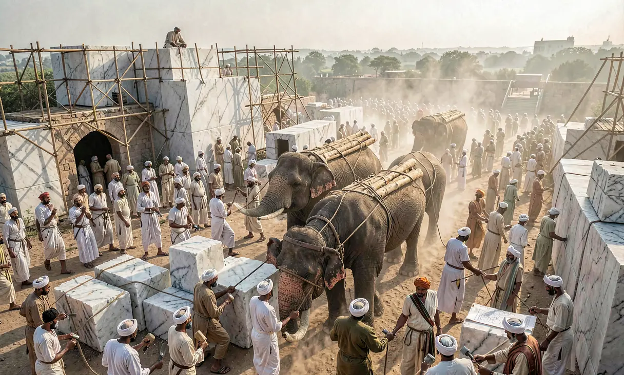 Construction of the Taj Mahal Begins