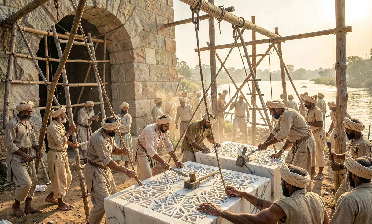 Construction of the Taj Mahal Begins